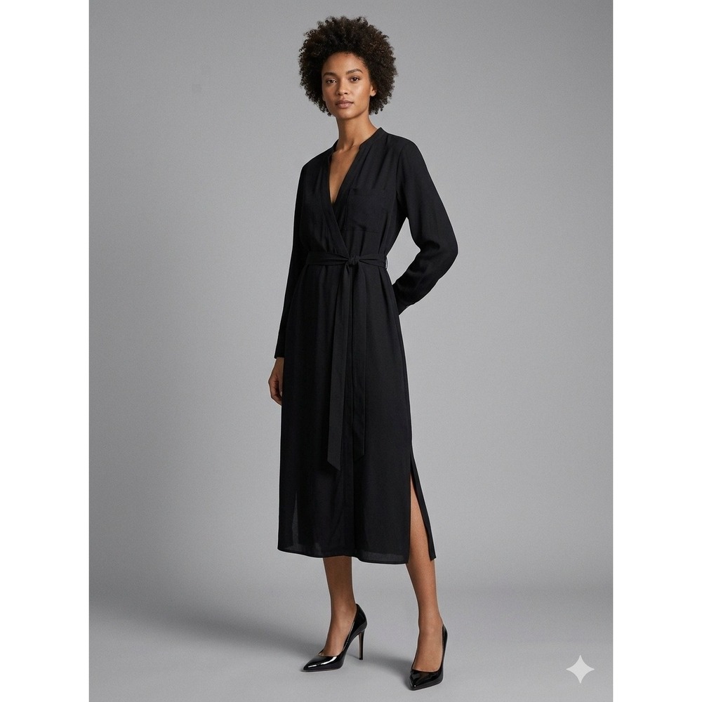 J.Crew Dress Womens Size 2XL Black Pockets Bungalow Drapey Viscose Twill XXL NWT